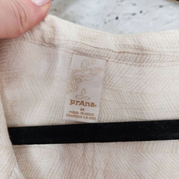 Prana Breathe Women's Natassa Crinkle Cream Sleeveless High Low Tunic Top Medium - Picture 12 of 12